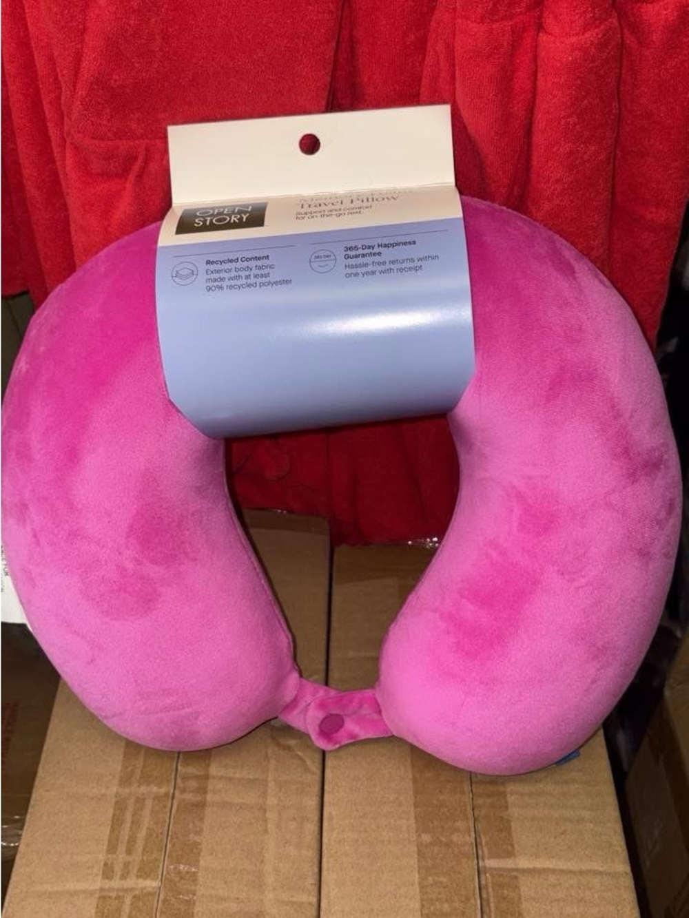 Pink Travel Neck Pillow memory foam